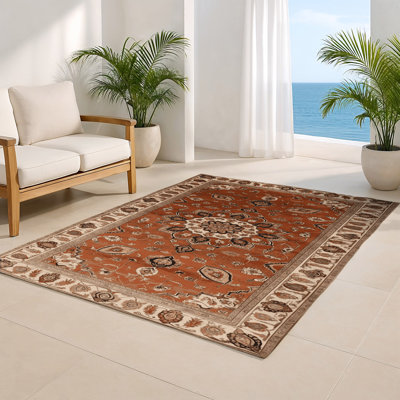 Tapis d'intérieur et d'extérieur brun Persian