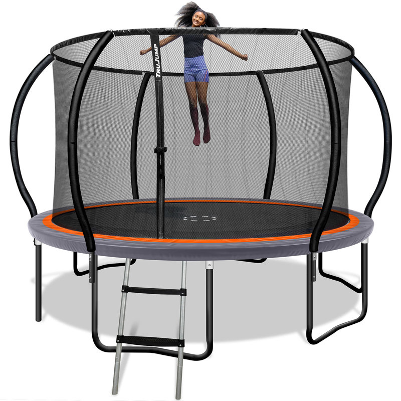 Trampoline Trujump de 12 pi avec enceinte, conforme aux normes de sécurité Astm, orange