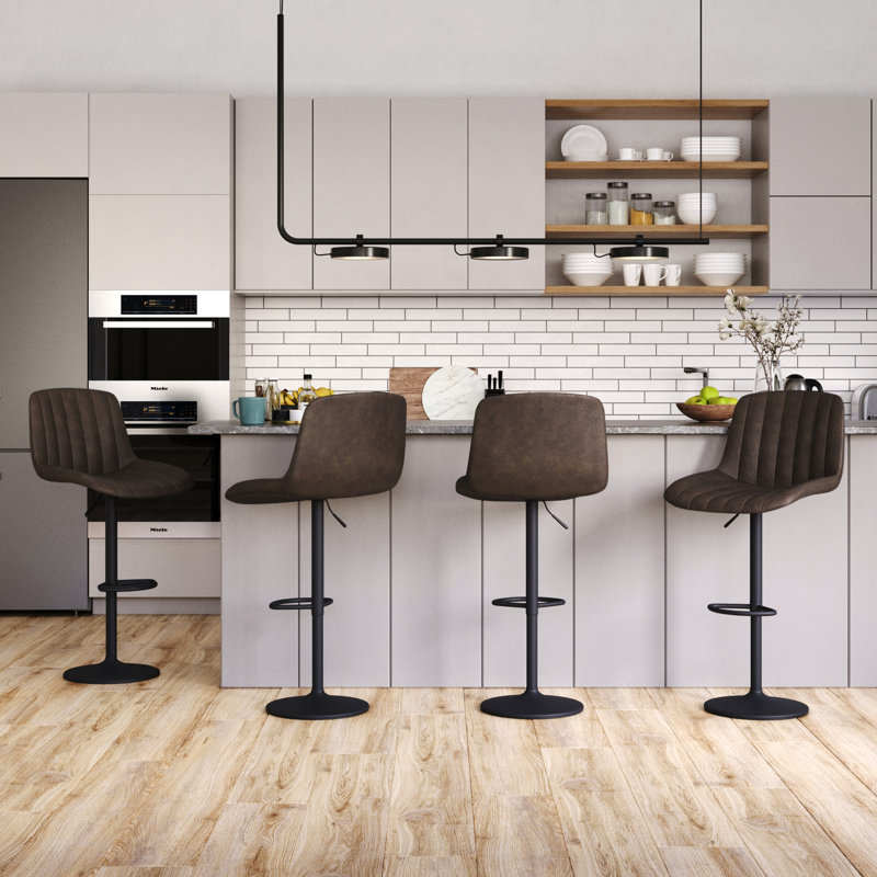 Adjustable Height Counter Stool with Metal Frame, Brown