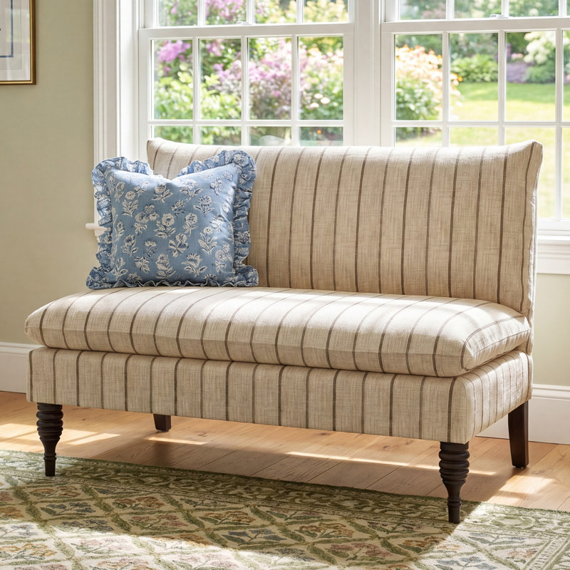 Cecelia 47'' Upholstered Loveseat, Texture Block Blue