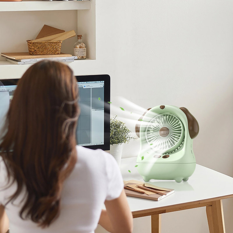 Kbndieu Summer Coolings Spray Fan - Mini Desktop High-powered Electrics Fan, Green