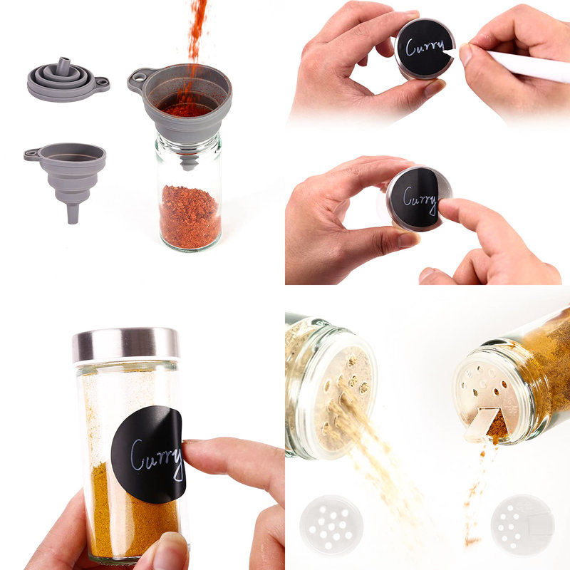 Freestanding Stainless Steel Spice Jar & Rack Set