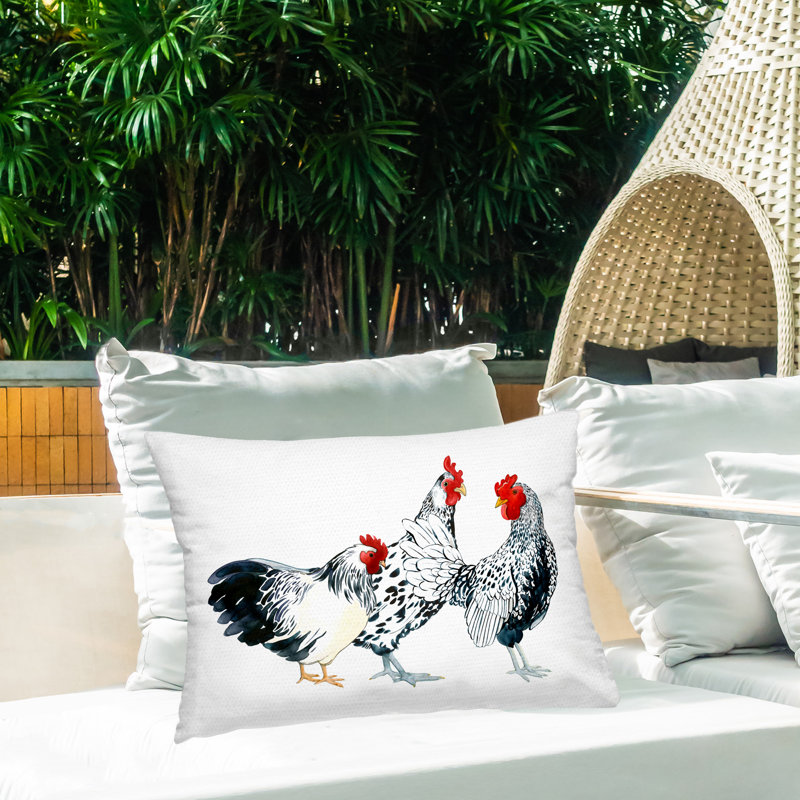 Coussin d'extérieur imprimé Minimal Farmhouse Hens par Sherri Buck Baldwin