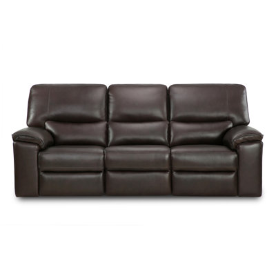 Elha 89'' Genuine Leather Dual-Power Zero Gravity Reclining Sofa