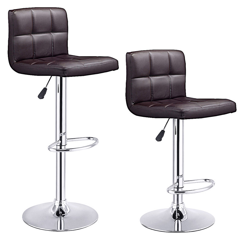 Stuart Swivel Upholstered Adjustable Height Counter Stool with Metal Frame, Brown