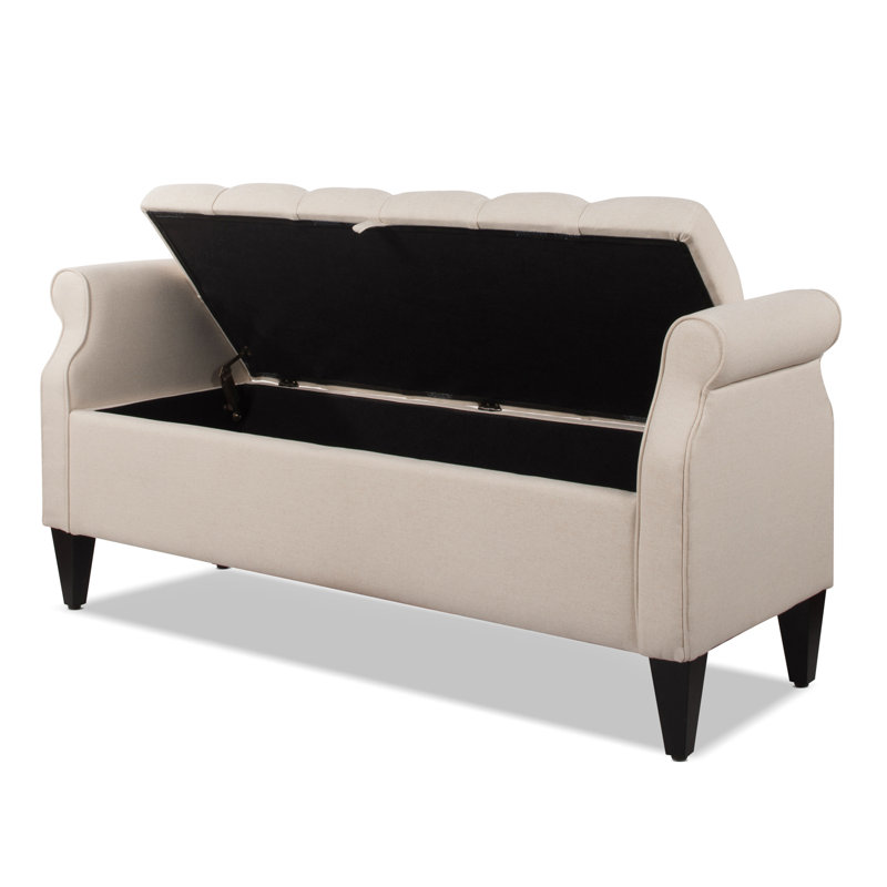 Banc de rangement à couvercle rabattable Maconay, Ciel beige neutre