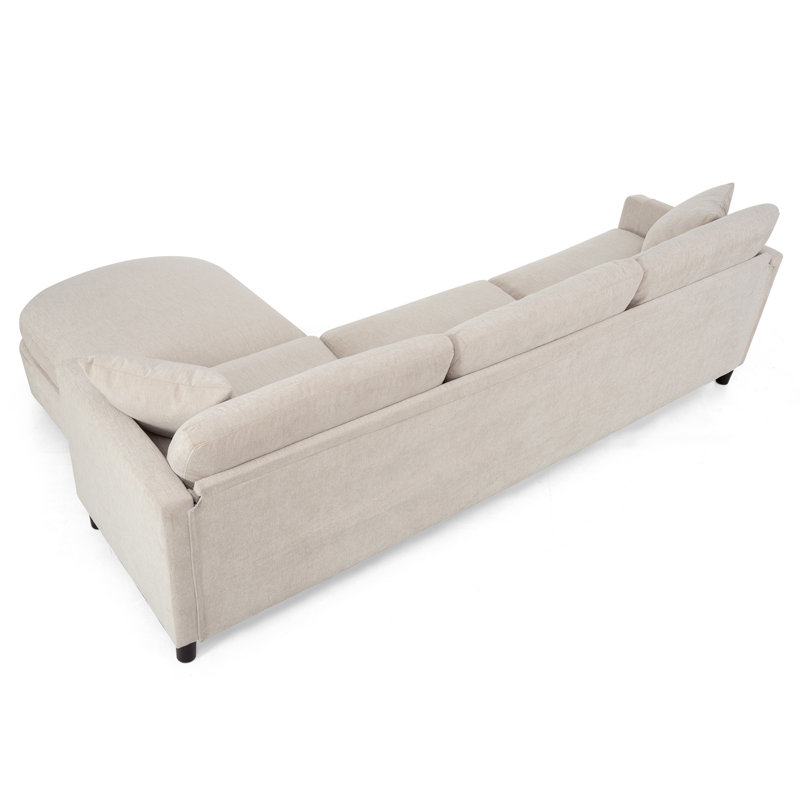 Canapé modulaire 107,87 pi avec 1 repose-pieds, coussin de siège et dossier amovible, Beige