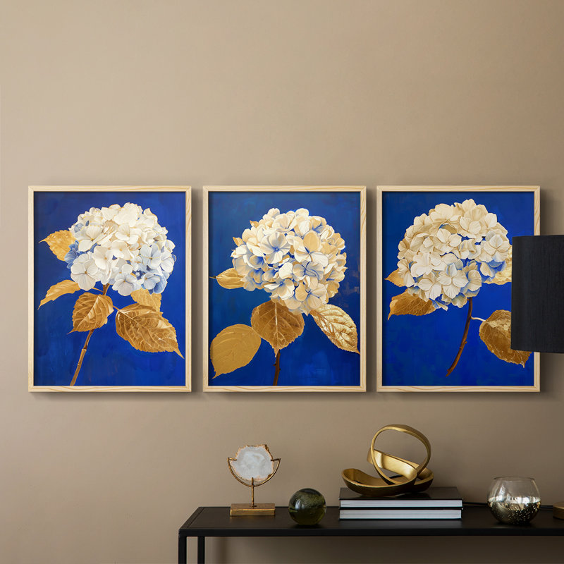 Étude florale, série XXV III, ensemble de 3 estampes numériques, prêt à accrocher, Encadré naturel, H 10 po x l 8 po