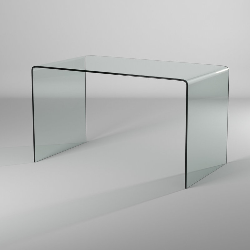 Bureau d'écriture tout en verre trempé, Clair, H 29 po x l 50 po x P 27,5 po