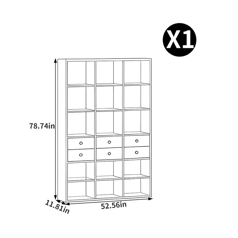 Allistir, Marron foncé, (5 tablettes) H 78,74 po x l 52,56 po x P 11,81 po