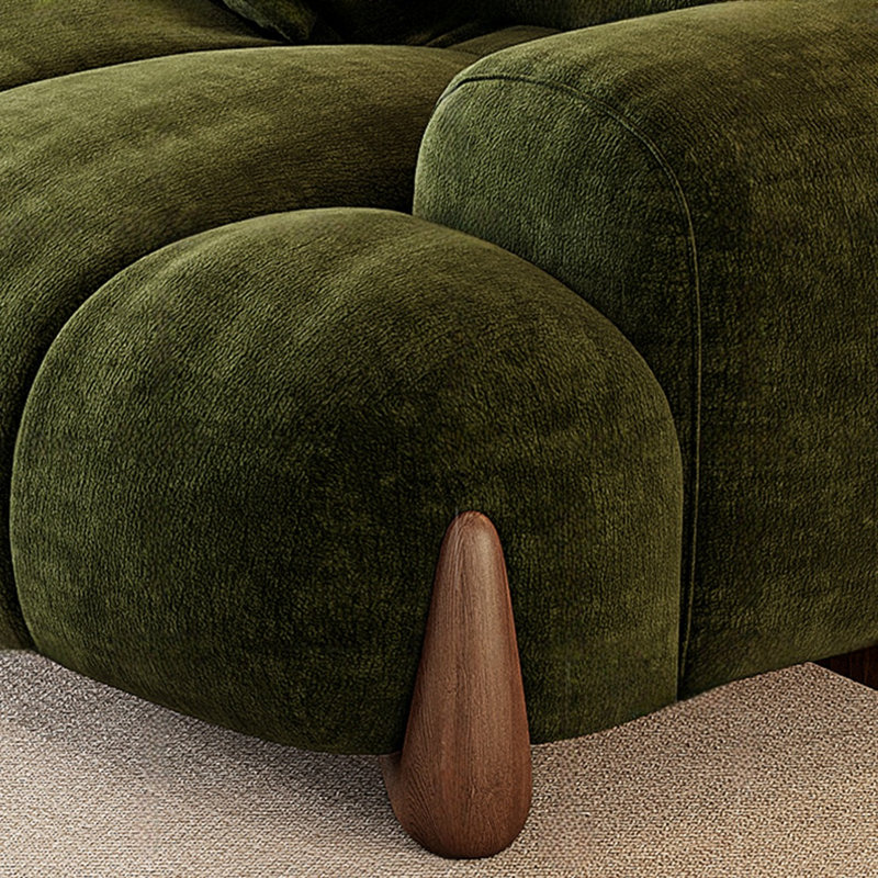 Adjustable back curved seating deep retro sofa, 35.43"H x 110.23"W x 53.14"D