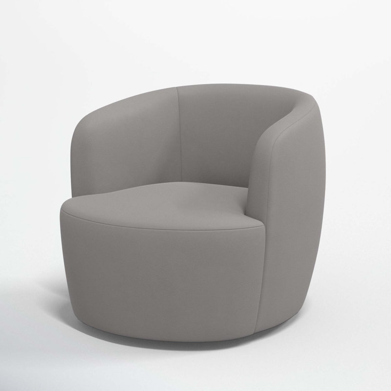 Mina Swivel Barrel Chair, Classic Otter Performance Velvet