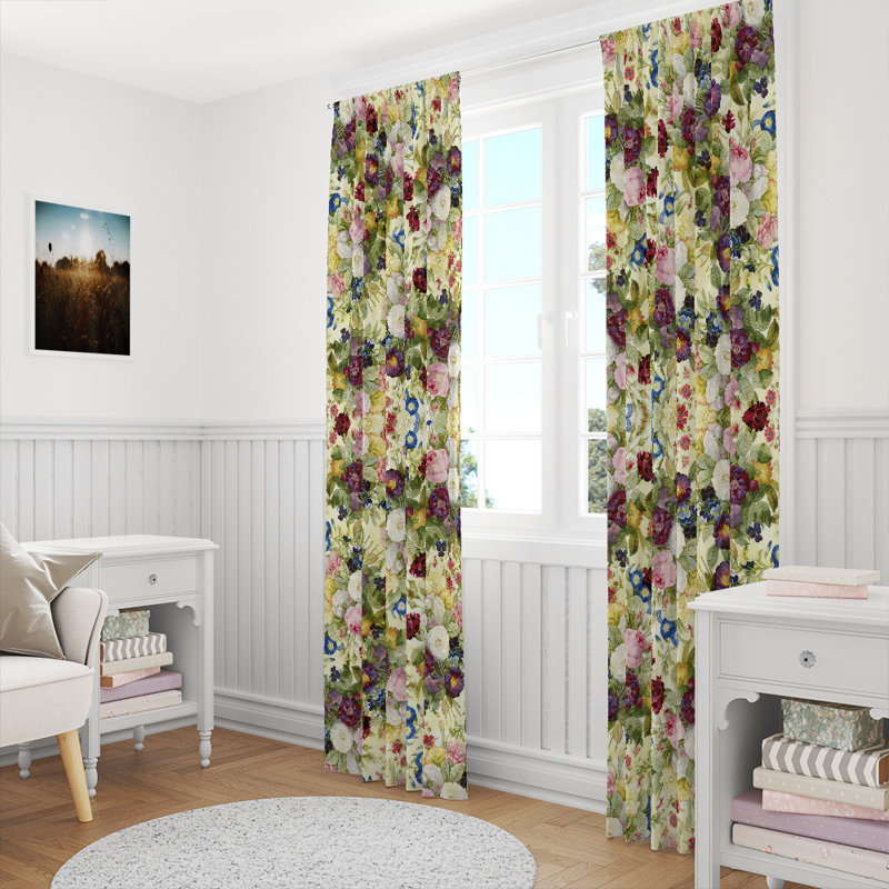 Panneau de rideau floral semi-transparent, L 40 po x L 61 po