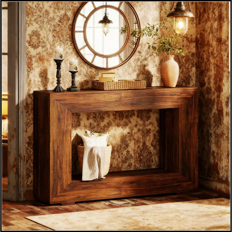 Console de 47 pouces en bois, canapé long et étroit pour le salon et le vestibule, style campagnard rustique
