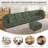 6-Piece Corduroy Upholstered Modular Sectional Sofa With Ottoman-2081194276