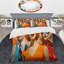Ensemble de housse de couette orange en microfibre / polyester Mid Century Retro Portraits II-1561496732