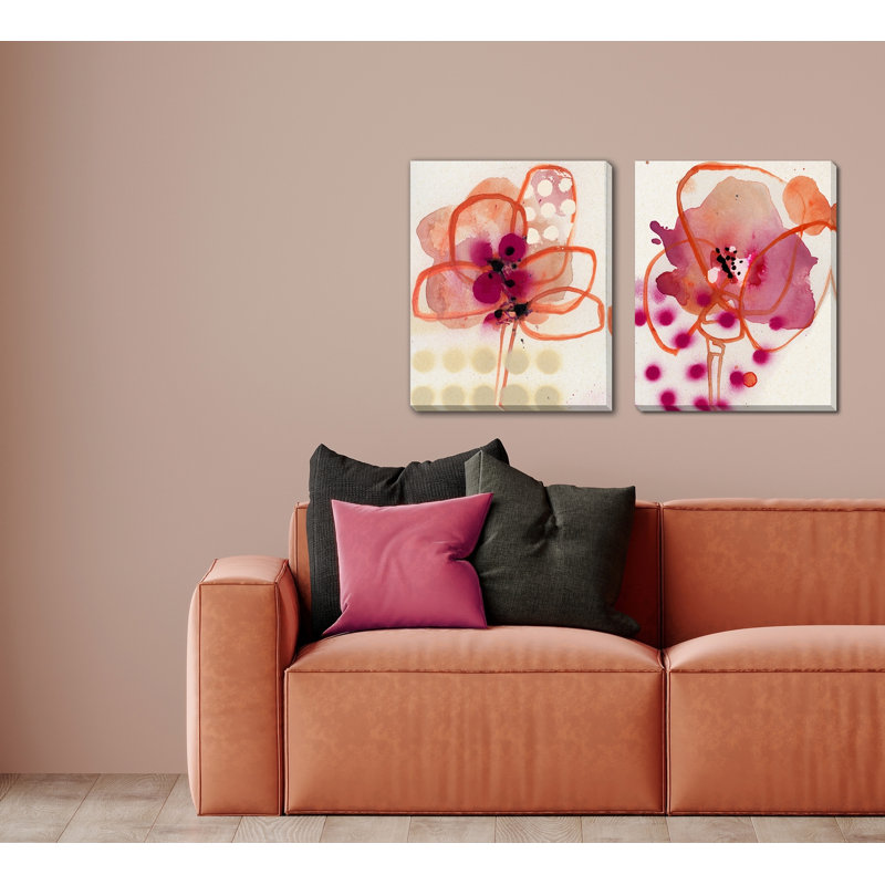 Ensemble d'art mural sur toile rose Petunia