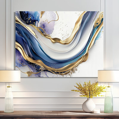 «Ratchford Golden Silence Of Minimal Marble Waterfall I», art mural minimaliste abstrait