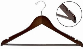 Cintre plat en bois antidérapant pour costume / manteau, Naturel