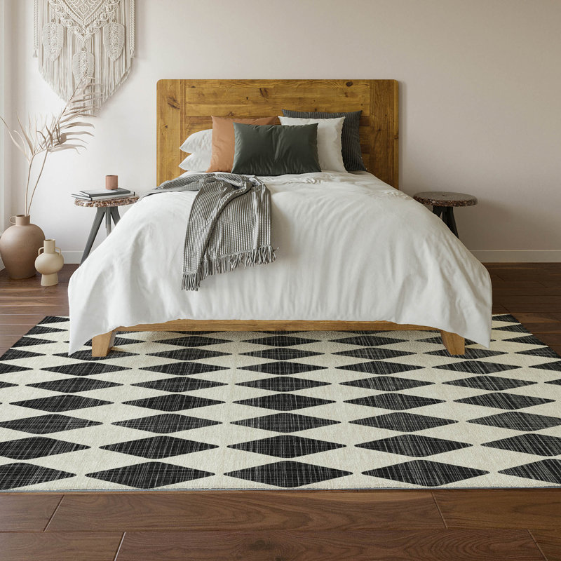 Premium Machine Washable Cerrito AMF578 Black Rug, Rectangle 10' x 14'