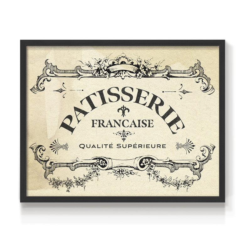 Antique French Label I -Framed Print - Restickable, 11" H x 14" W, Black