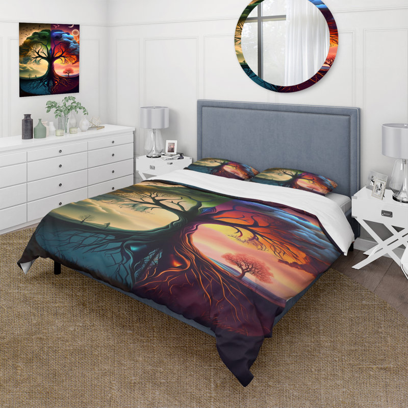 Ensemble de housse de couette en microfibre / polyester Tree Of Life Day and Night I