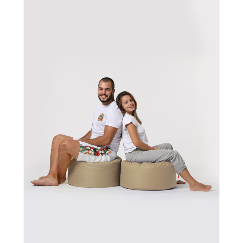 Stylish Garden Pouffe, Waterproof, 21.7 in Diameter x 11.8 in Height | 100% Polyester Fabric, 100% Original Bead Styrofoam, Max Weight Capacity: 440 lbs | Camel Color, Perfect for Modern Outdoor Entertainment & Relaxation
