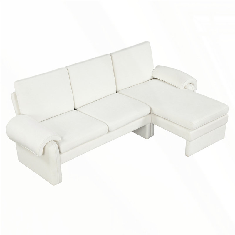 Canapé-lit futon convertible 94,1 po avec dossier réglable, méridienne réversible et deux coussins d'accoudoirs amovibles