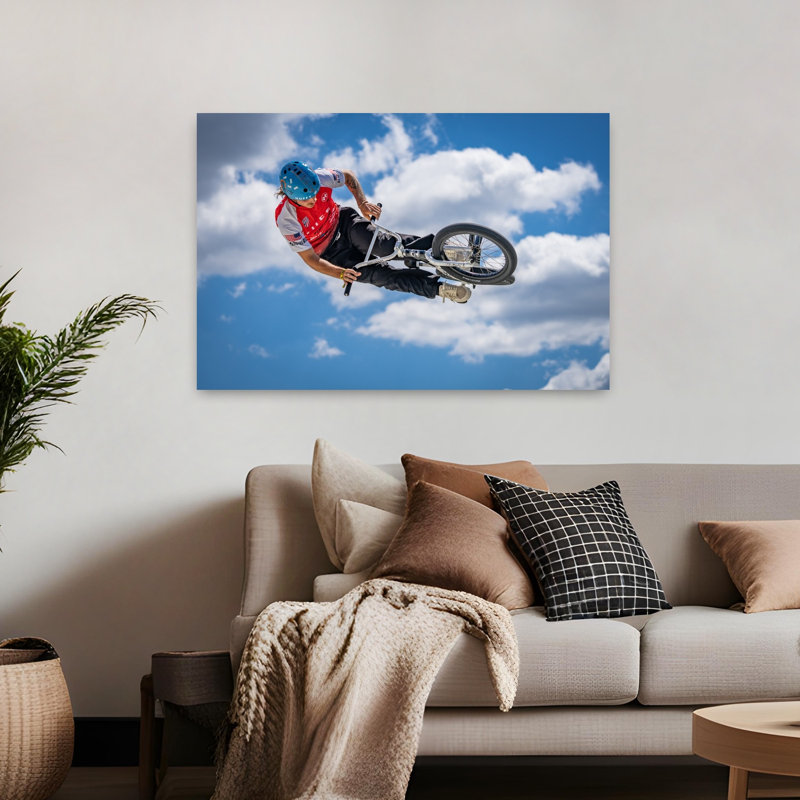 «Extreme Bmx Jump Abstract Contemporary Landscape Nature», reproduction d'art murale, 32" H x 48" W