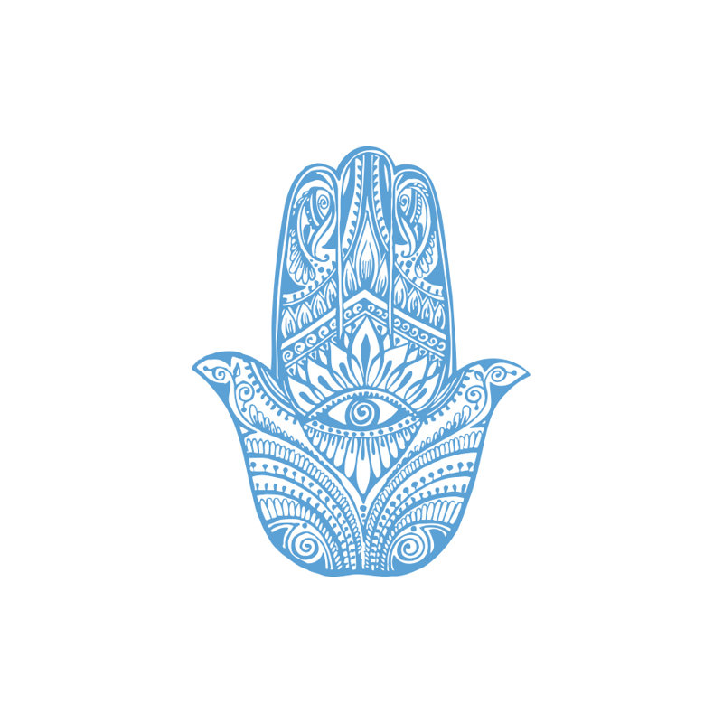 Décalcomanie murale yeux à main hamsa Eli, Bleu givré