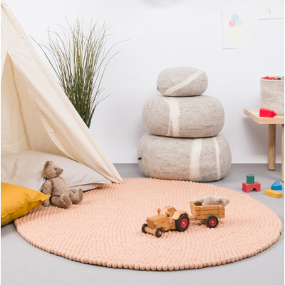 Round Wool Hand Woven Area Rug