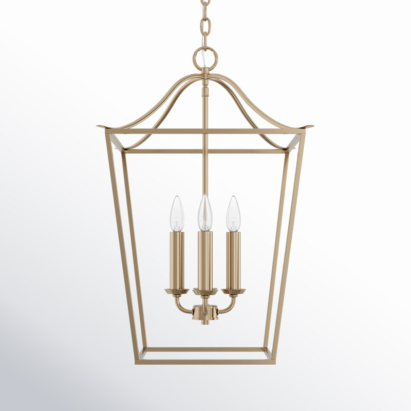 Heidrun 4 - Light Dimmable Lantern Square / Rectangle Chandelier, Matte Brass