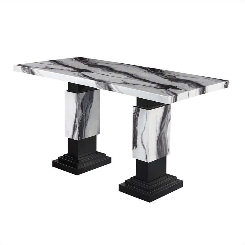 STACEY ZEBRA WHITE/BLACK DINING TABLE, Multicolor