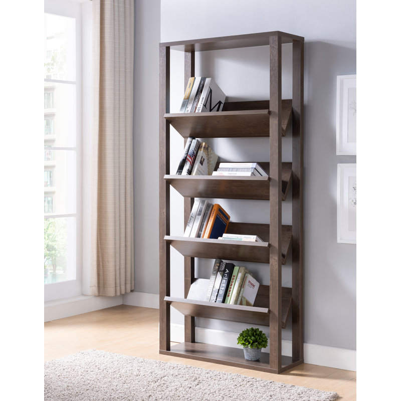 Bibliothèque à 5 tablettes en bois Hafner, Noyer