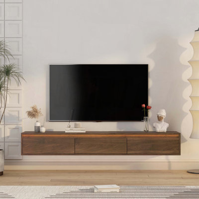 Meuble télé flottant avec lumières DEL et prise de courant