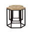 2 tables gigognes rustiques avec dessus en bois naturel et noir, pieds en épingle en métal pour le salon principal