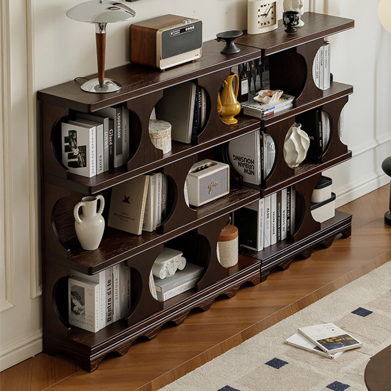 Retro style home bookcase, 47.24"H x 78.74"W x 12.4"D