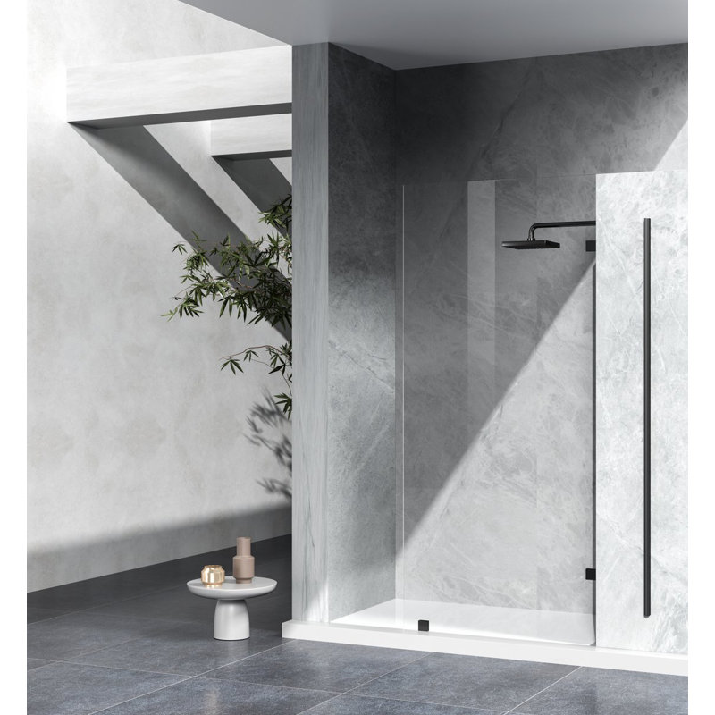 35'' - W x 78'' H Door Framed Shower Door with, Black