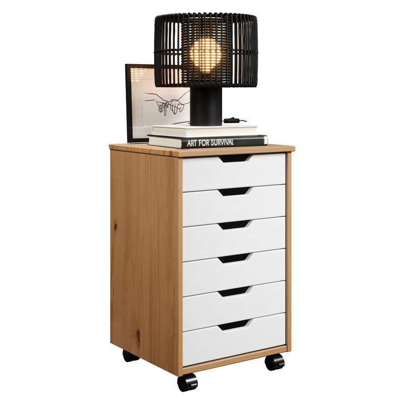 Kerrell 6 Drawer Storage Chest, White/Brown