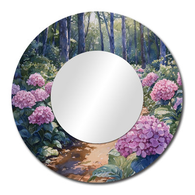 Hydrangeas In The Forest Path - Floral Mirror Wall Decor - Printed On Metal