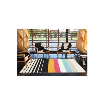 Horizontal Pastel Mixed Colour Patterned Woven Base Rug