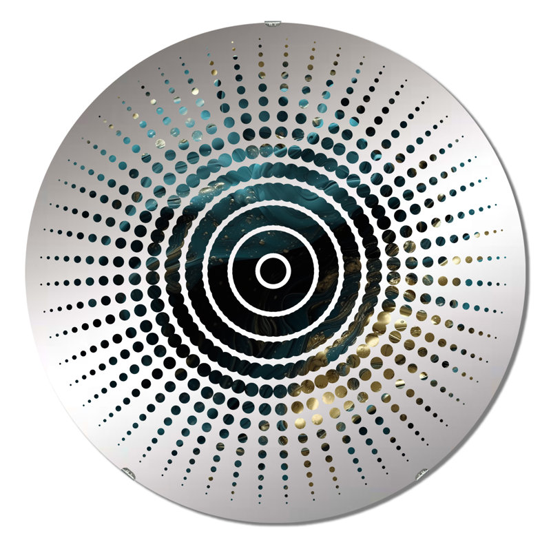 Eib - Miroir mural Sun Circles, 23,6 po x 23,6 po, Encre liquide bleue captivante VI