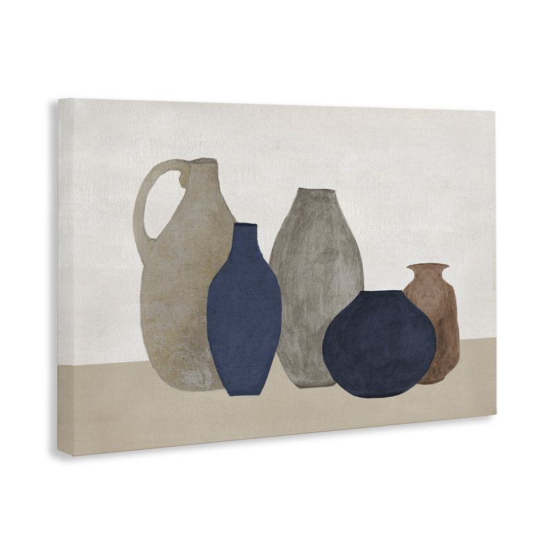  Art mural sur toile Vases aux teintes naturelles par Janet Tava, H 20 po x l 30 po