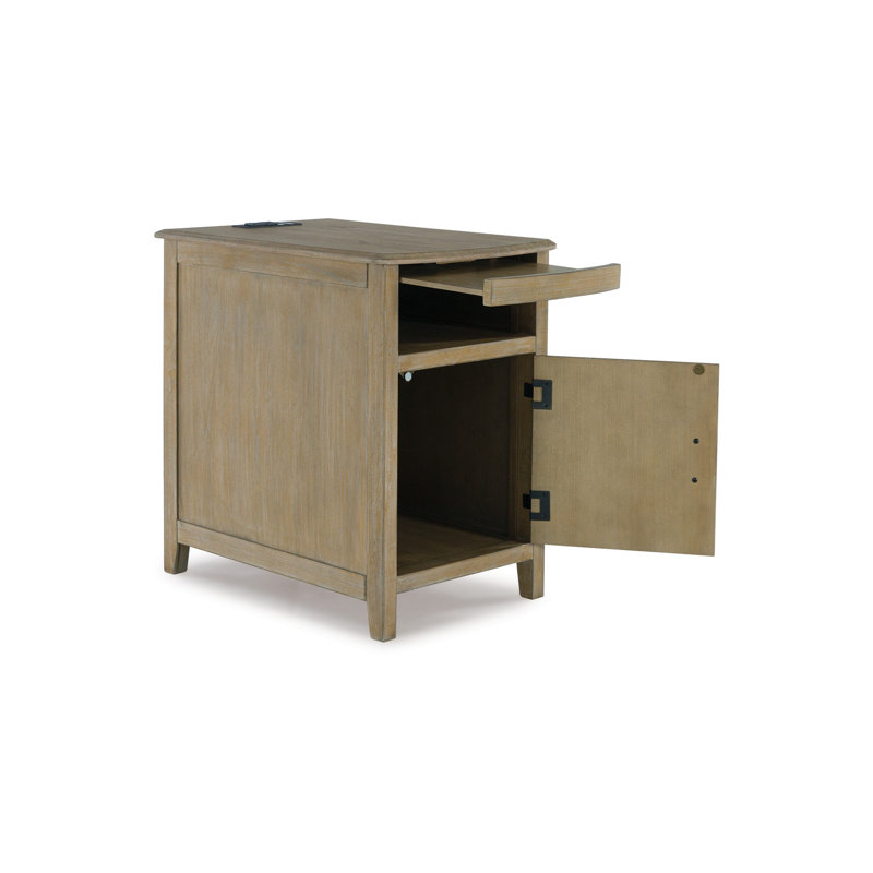 Geppie End Table and Built-In Outlets, Natural