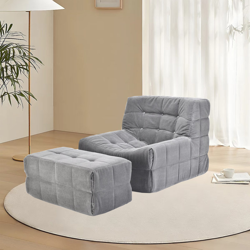 Canapé 32,5 po en mousse viscoélastique avec repose-pieds - aucun besoin d'assemblage, Gris