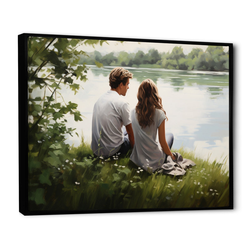 Bertineke, paysage romantique, sérénade tranquille II, Cadre flottant noir, H 24 po x l 32 po x P 1 po