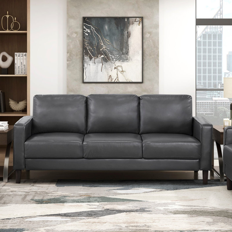 Chaise longue moderne en similicuir gris foncé, Gris foncé