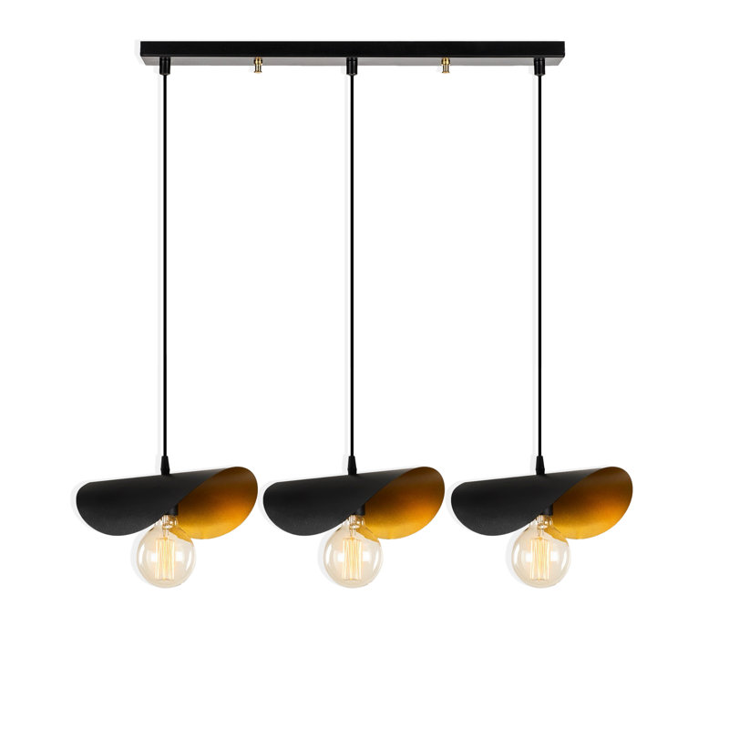 Luminaire suspendu pour îlot de cuisine 3 lumières à hauteur réglable