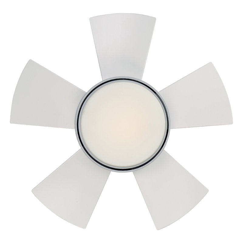 Vox 5 - Blade Indoor/Outdoor Smart Flush Mount Ceiling Fan with Remote Control and LED Light Kit, 38", Matte White