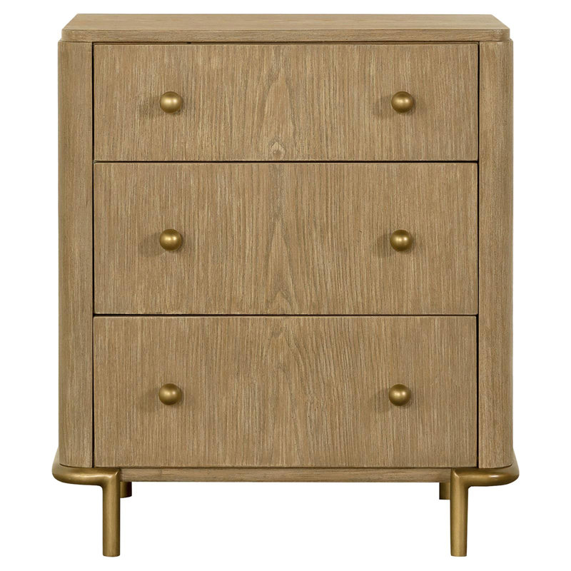 Table de chevet 3 tiroirs sable avec ports USB